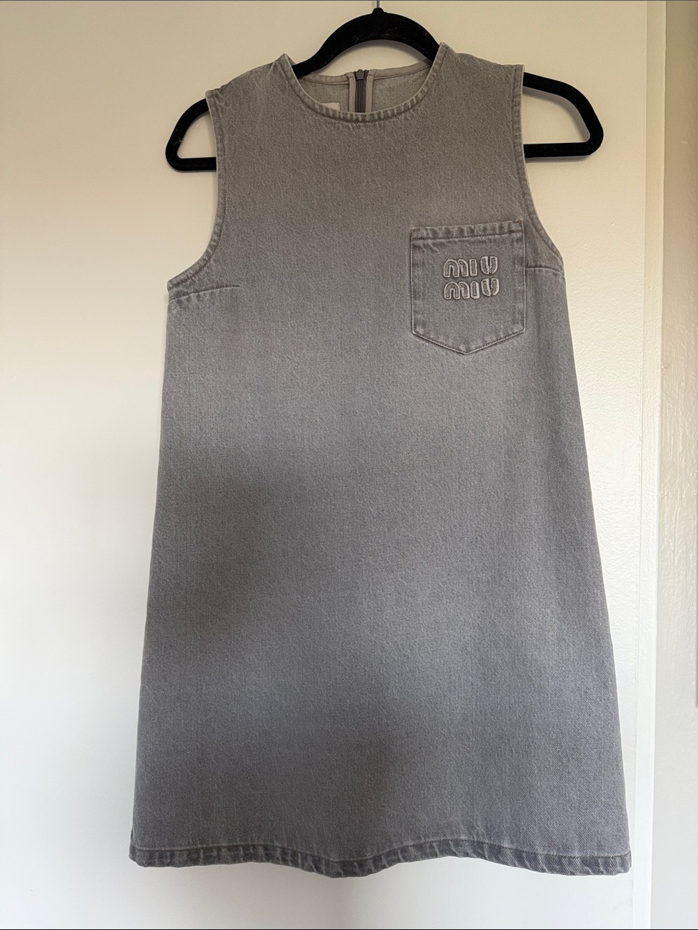 Miu Miu Gray Sleeveless Denim A-Line Dress